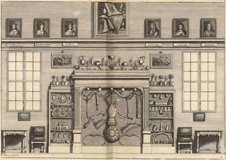Claude du Molinet, Le cabinet de la bibliothèque Sainte-Geneviève, Paris, chez A. Dezallier, 1692, pl. 4. Bibliothèque nationale de France, J-1575