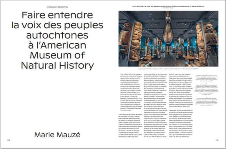 Faire entendre la voix des peuples autochtones à l’American Museum of Natural History of Marie MAUZÉ